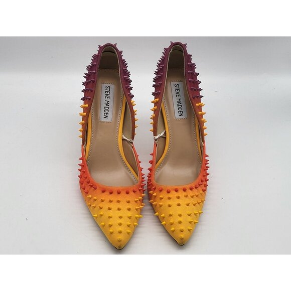 Steve Madden Testy Orange Multi Stud Printed High Stiletto Pointed Toe Pump Sz 6 - Picture 2 of 7